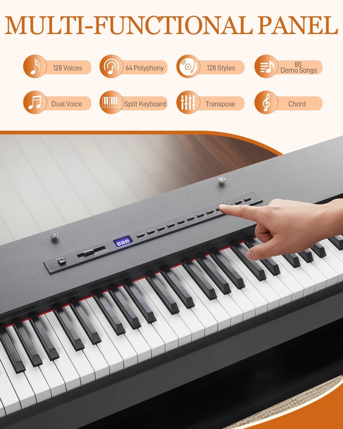 Ktaxon Fully Weighted Keyboard Piano 88 Keys Electric Piano with Bench, Headphones, Musical Sheet Clip, Sticker, Dust Cover, Upright Keyboard with Bluetooth & MIDI, Split Mode, Metronome & Transpose