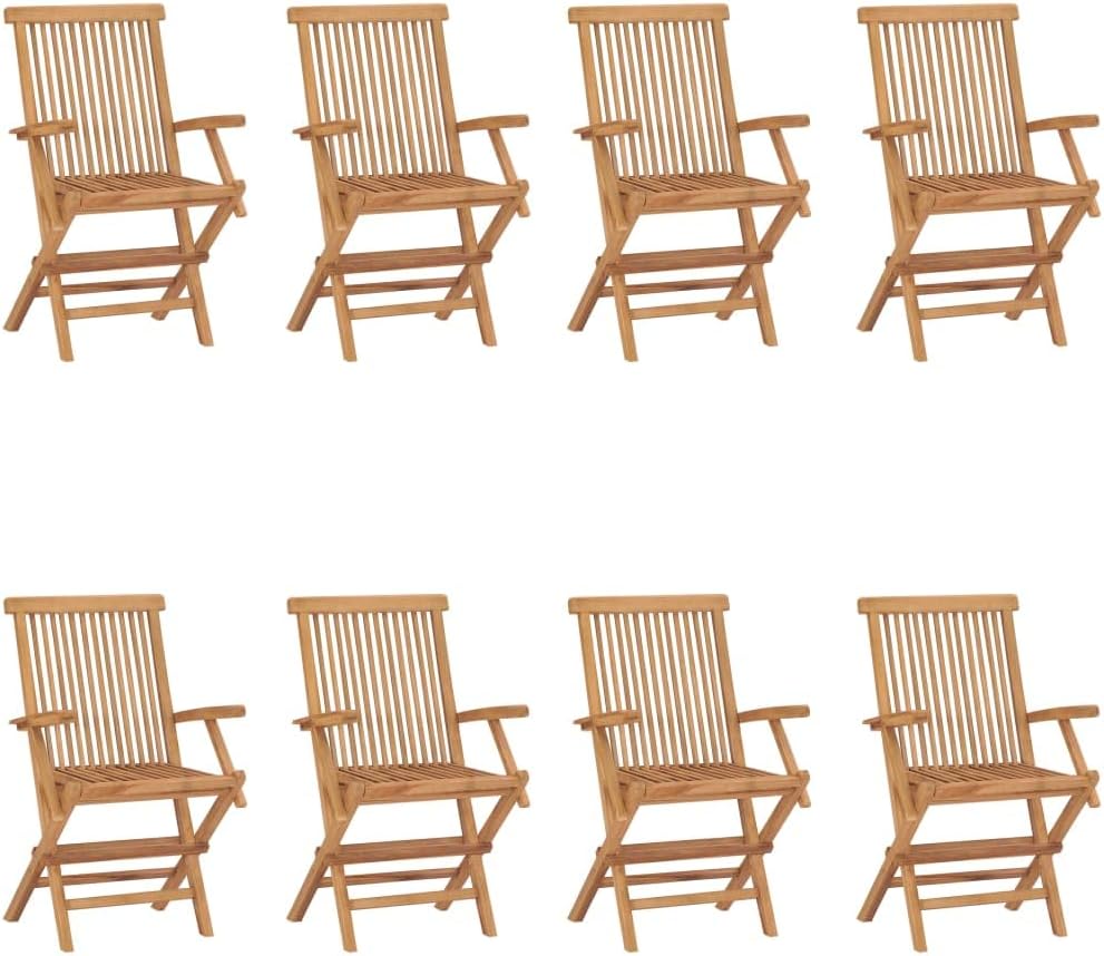 Folding Patio Chairs 8 pcs Solid Teak Wood,Teak Patio Folding Chairs Durable & Comfortable Outdoor Seating for Garden Outdoor Furniture, Outdoor Chairs
