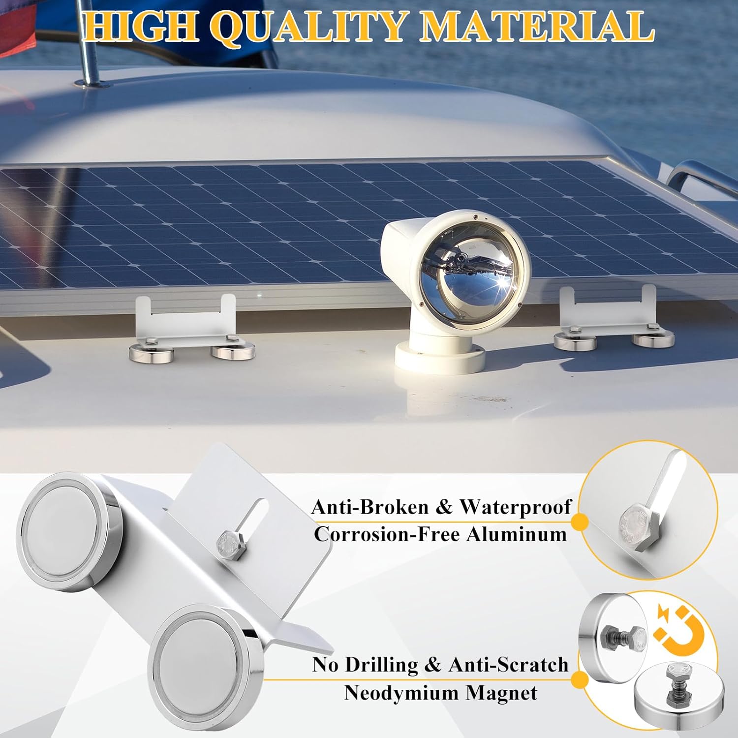 8 Pack 1200 Lbs No Drill Magnetic Solar Panel Mount Bracket Solar Panel Mounting Z Brackets for Sheds, Roofs, Walls, Boats, Trucks, Trailers Lightweight Aluminum Corrosion-Free (Silver)