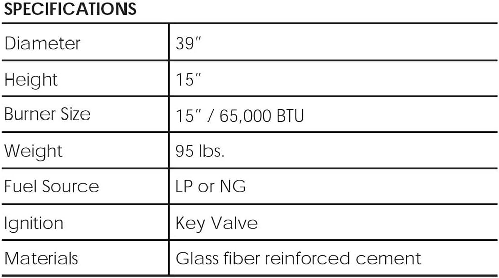 Prism Hardscapes Moderno 6 Concrete Gas Fire Pit (PH-440-5NG), Natural Gas, Ultra White, 39-Inch