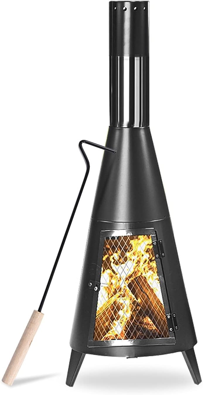 45 Inch Chiminea Heater Stove Wood Charcoal Fireplace Burning Fire Pit for Home Backyard Patio Indoor Outdoor Furnace V NTS
