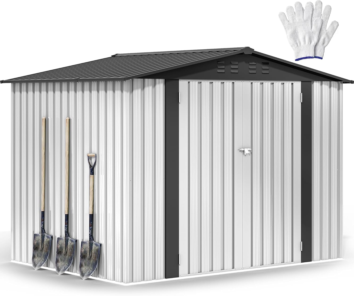 DWVO 8'x6' Large Metal Outdoor Storage Shed, Heavy Duty Tool Storage Sheds for Backyard Patio Lawn - Ideal for Bicycles, Garden Tools, and Lawn Equipment, Easy-to-Assemble, White