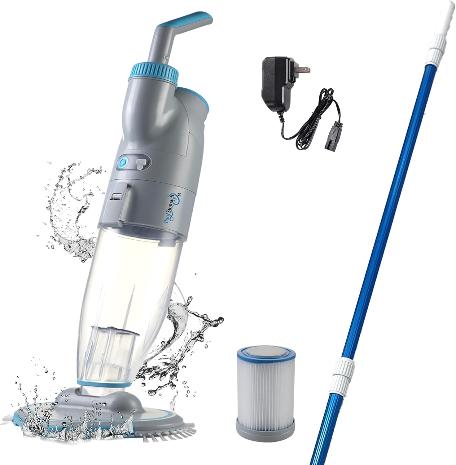 Cordless Handheld Pool Vacuum Cleaner with Aluminum Pole,Paper Cartridge.