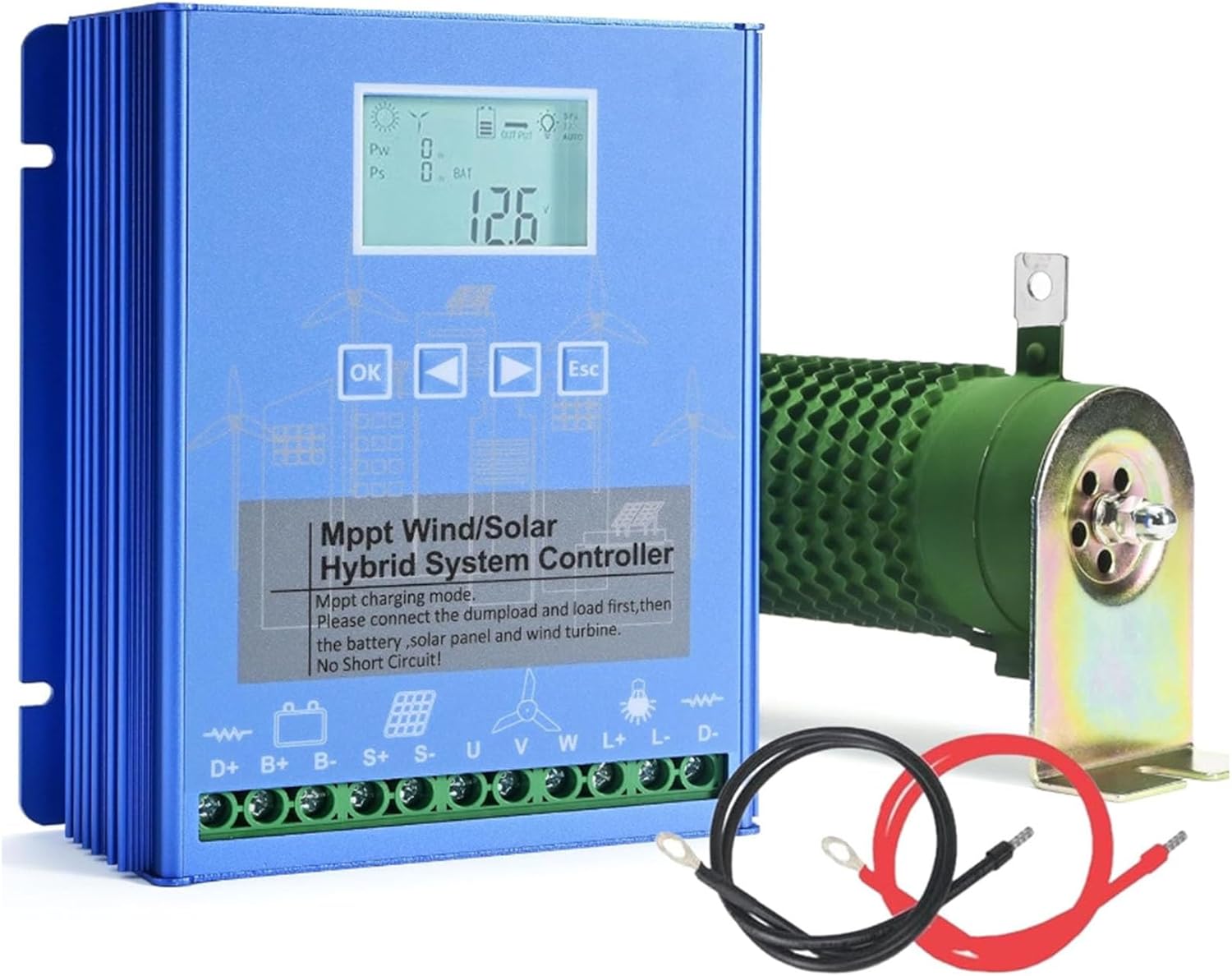 48v, 12000W Wind Solar Hybrid Charge Controller, with LCD Display and Free Dump Load 12V/24V/48V/220V MPPT Boost Charge Regulator for Home, Boat, Street Light