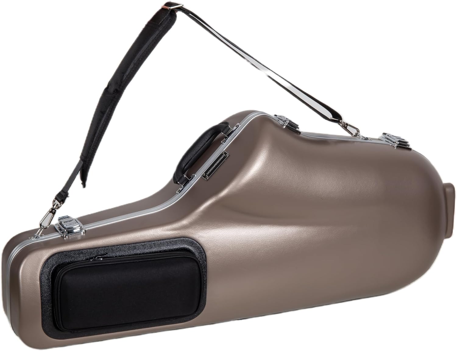 Crossrock ABS Tenor Saxophone Case – Contoured Champagne Finish, Burgundy Velvet Interior, Accessory Pocket, Security Lock & Detachable Strap