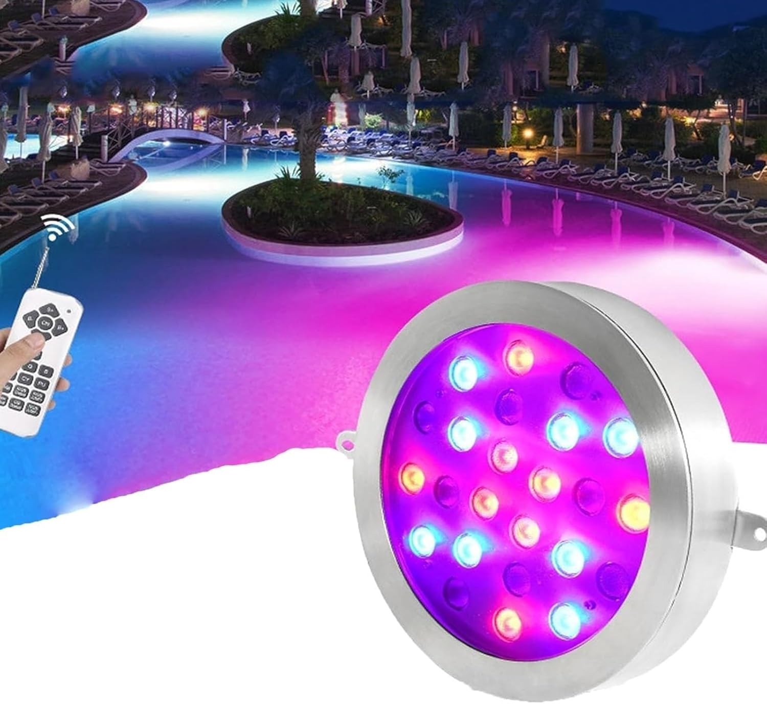 Underground Light LED - Beam Spotlight, Stainless Steel Submersible RGB Fountain Light, IP68 Waterproof Wall-Mounted LED Swimming Pool Lights, Embedded Landscape Lamp(24w(AC24V))