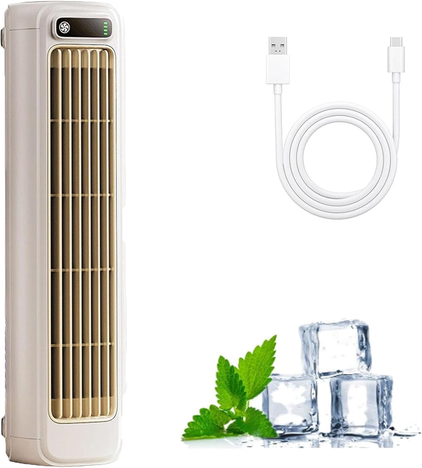 Imwing Portable Air Conditioner, 2025 Upgrade Adjustable USB Cooling Fan with Three Speeds, Quiet Air Cooler for Bedroom, Office, Home - Ideal Summer Relief (White)