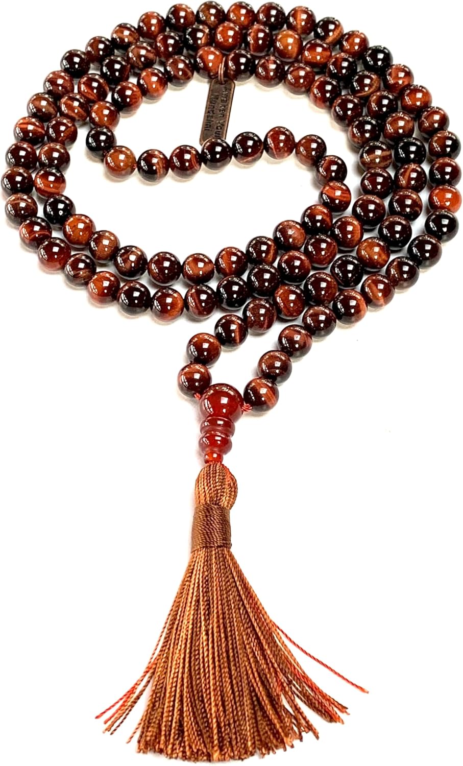 AWAKEN YOUR KUNDALINI Red Tiger's Eye Tiger Eye Beaded Mala Necklace - 8mm 108 Prayer Beads Rosary - Power, Authority, Boost Libido, Vitality
