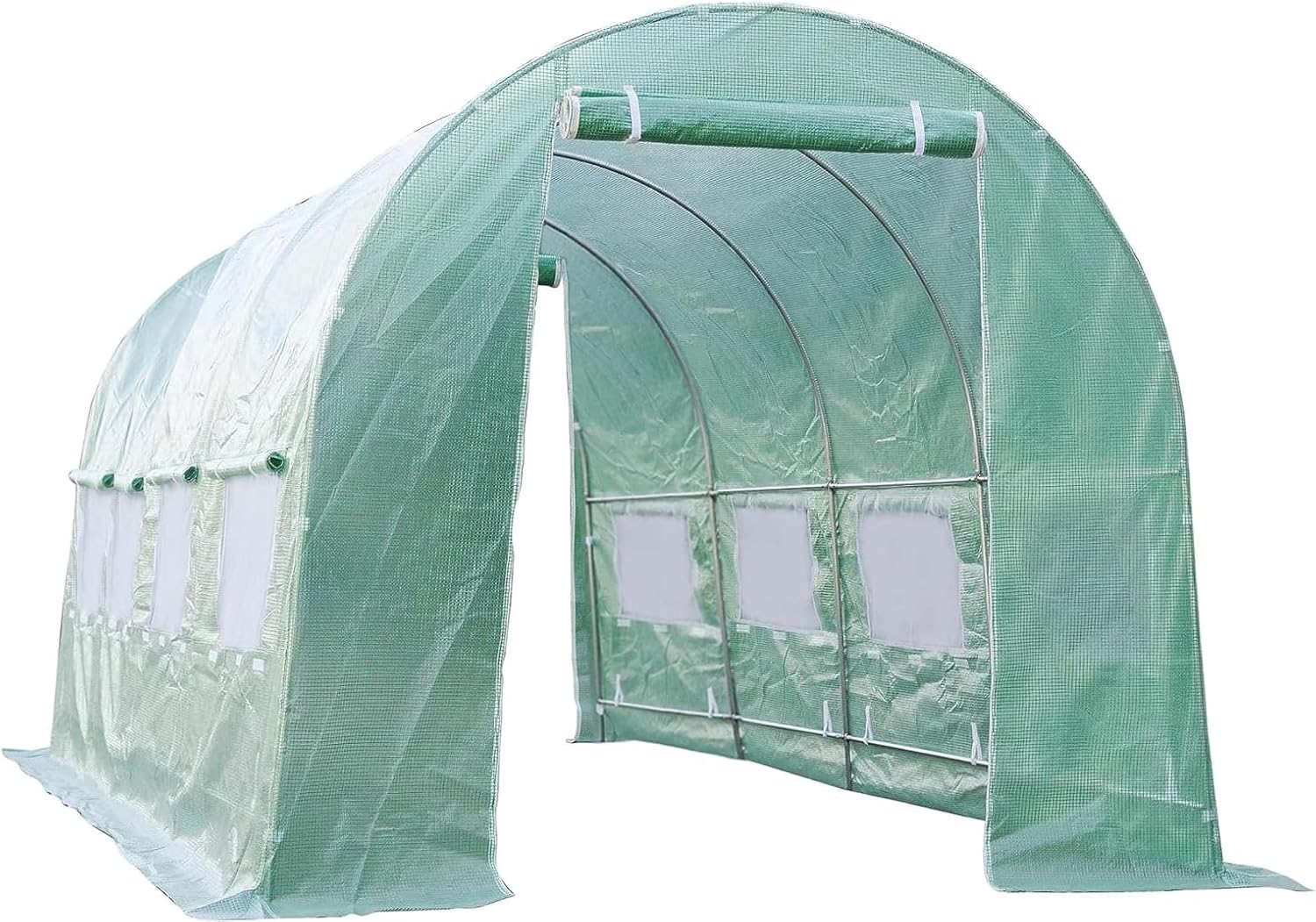 Replacement Cover for Portable Greenhouse, Large Walk-in Green Hot Garden House Top Tarp 2 Zippered Doors 8 Roll-up Windows (Frame Does NOT Included) (20 x 10 x 7 ft)