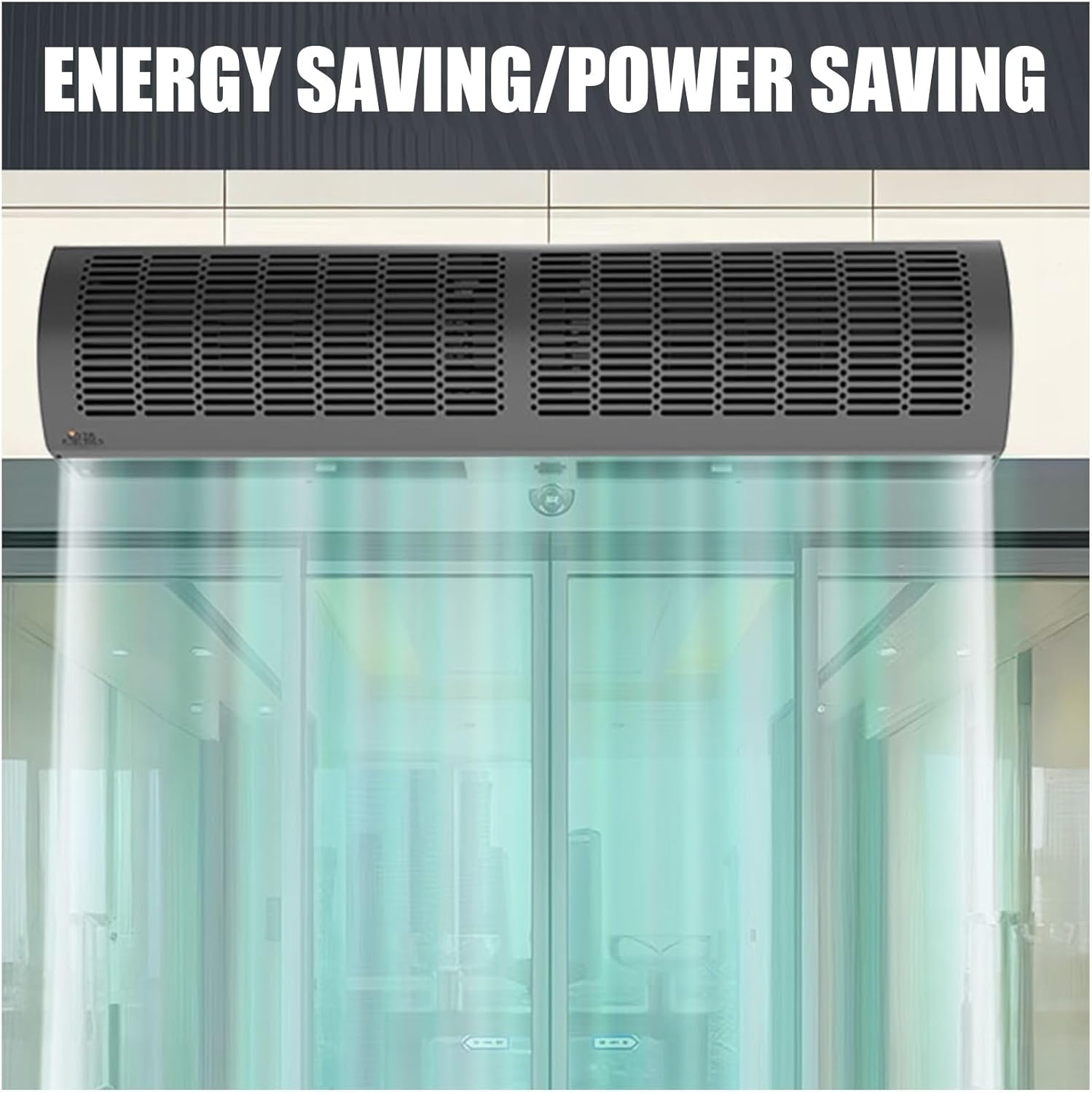 Air Curtain,Commercial Silent Door Air Curtain Machine, Energy-Saving Remote Control Black, Available in 1.5/1.8/2 Meters(0.9m)