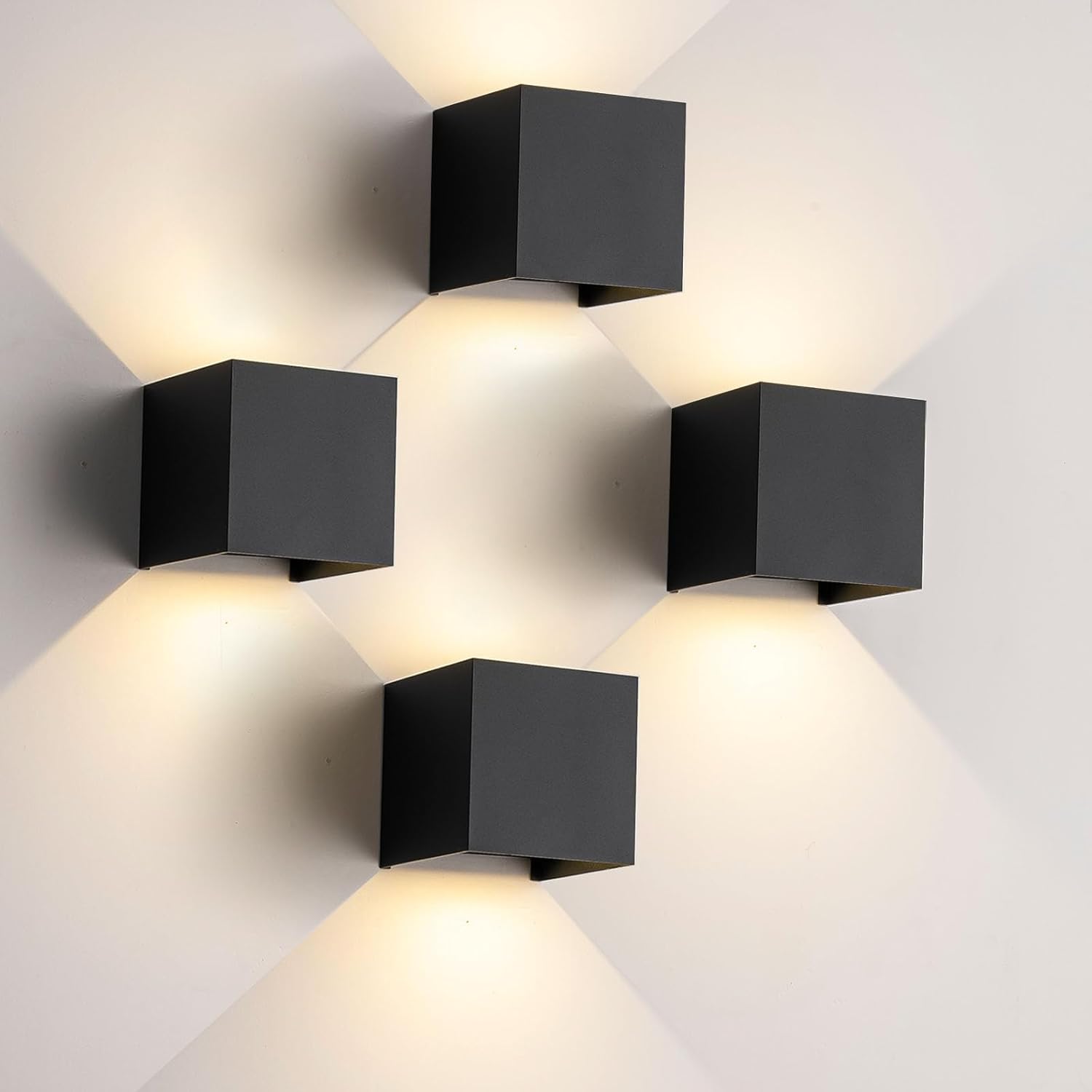 Nigaut Outdoor Wall Light 4 Pack, 15W 3000k Black Up and Down Lights Outdoor Sconce Lights for Patio, Porch with Adjustable 0-120° Beam Angle LED Exterior/Interior Lighting Fixtures