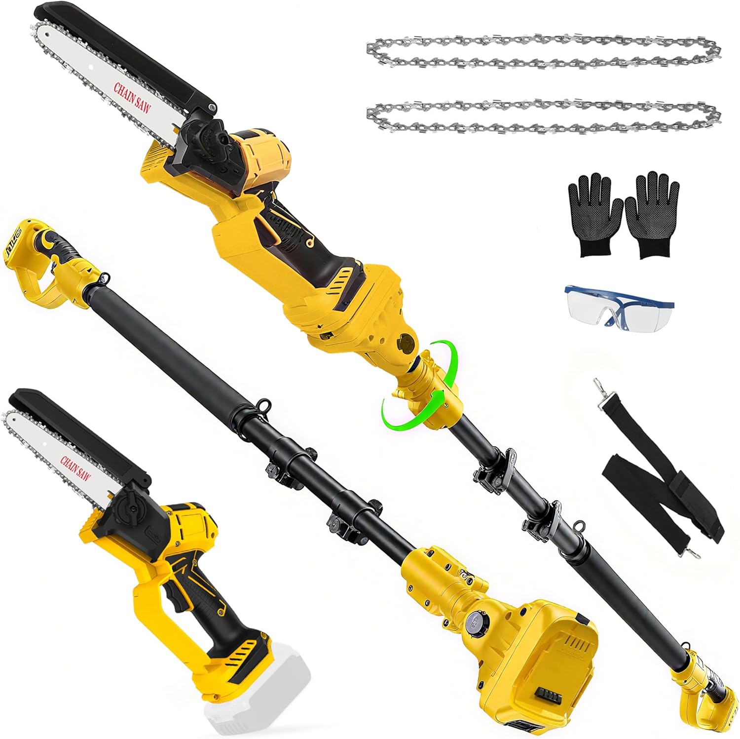 2-in-1 Cordless 6 Inch Pole Saw, Brushless Pole Chainsaws Compatible with Dewalt 20V MAX Battery (No Battery), with 8.5 FT MAX Extension Pole for Tree Branches Pruning, Wood Cutting