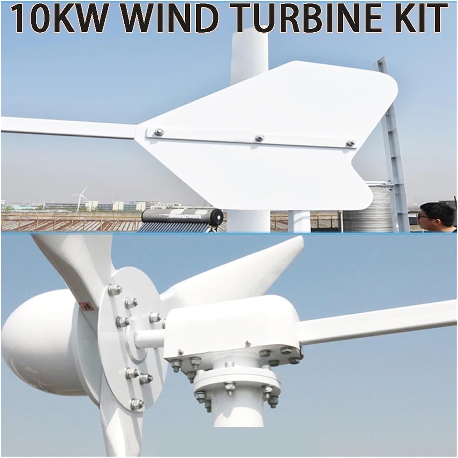 Windmill Generator, 10KW Horizontal Wind Turbine Generator 10000W 96V 48V 24V Free Energy Magnetic Dynamo Strong Power Windmill For Home Farm Land (Size : 96V, Color : 10KW), 1005006129179534