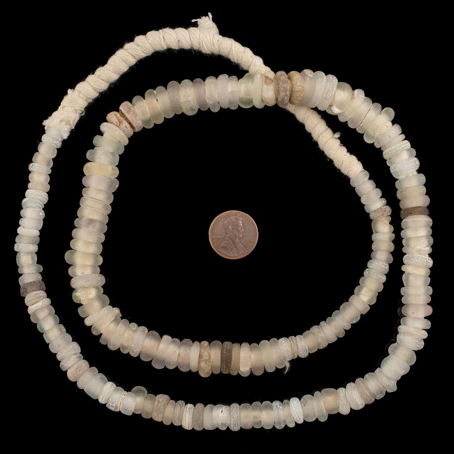 The Bead Chest Clear Old Annular Wound Dogon Beads 11mm Nigeria African Glass 36 Inch Strand Handmade