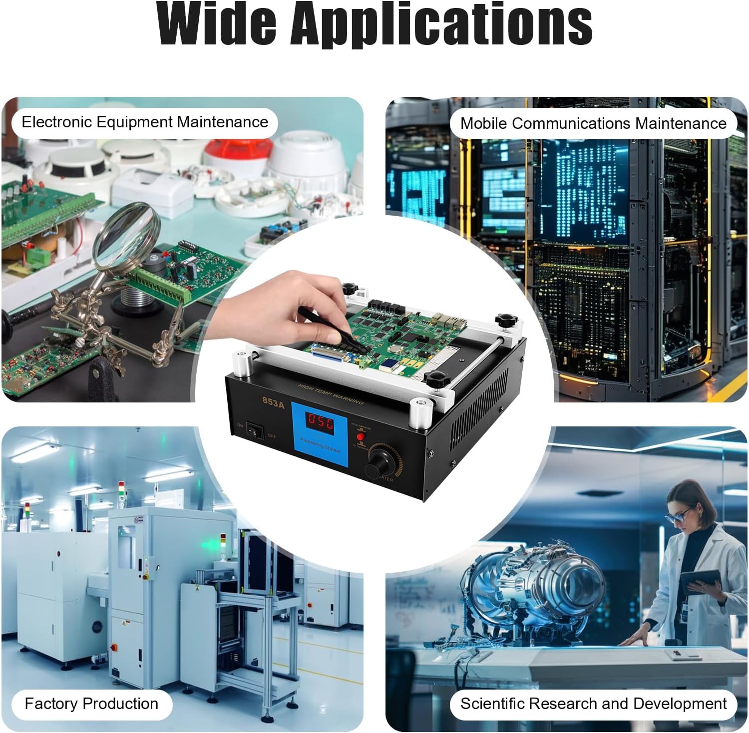 Soldering Hot Plate, Preheating Rework Station, 110V 450W rReflow Oven, 4.72''x4.72'' Heating Area, for Electronic Equipment, Mobile Communication, Factory Production, Scientific Research