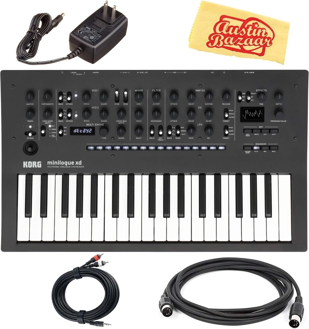 Korg Minilogue XD Polyphonic Analog Synthesizer Bundle with MIDI Cable, Aux Cable, and Austin Bazaar Polishing Cloth