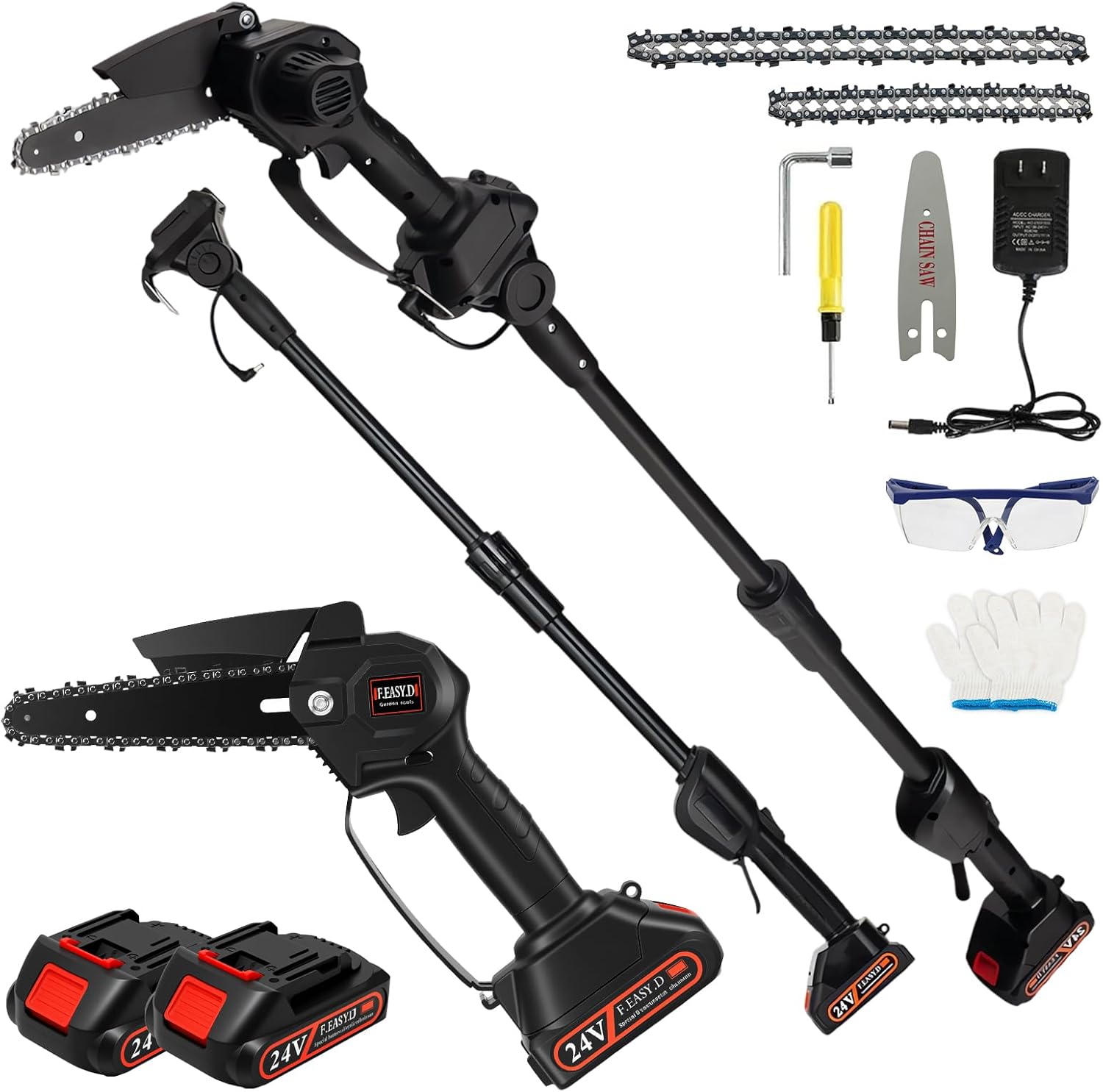 ALSO GO 2-IN-1 Cordless Pole Saw for Tree Trimming, 4