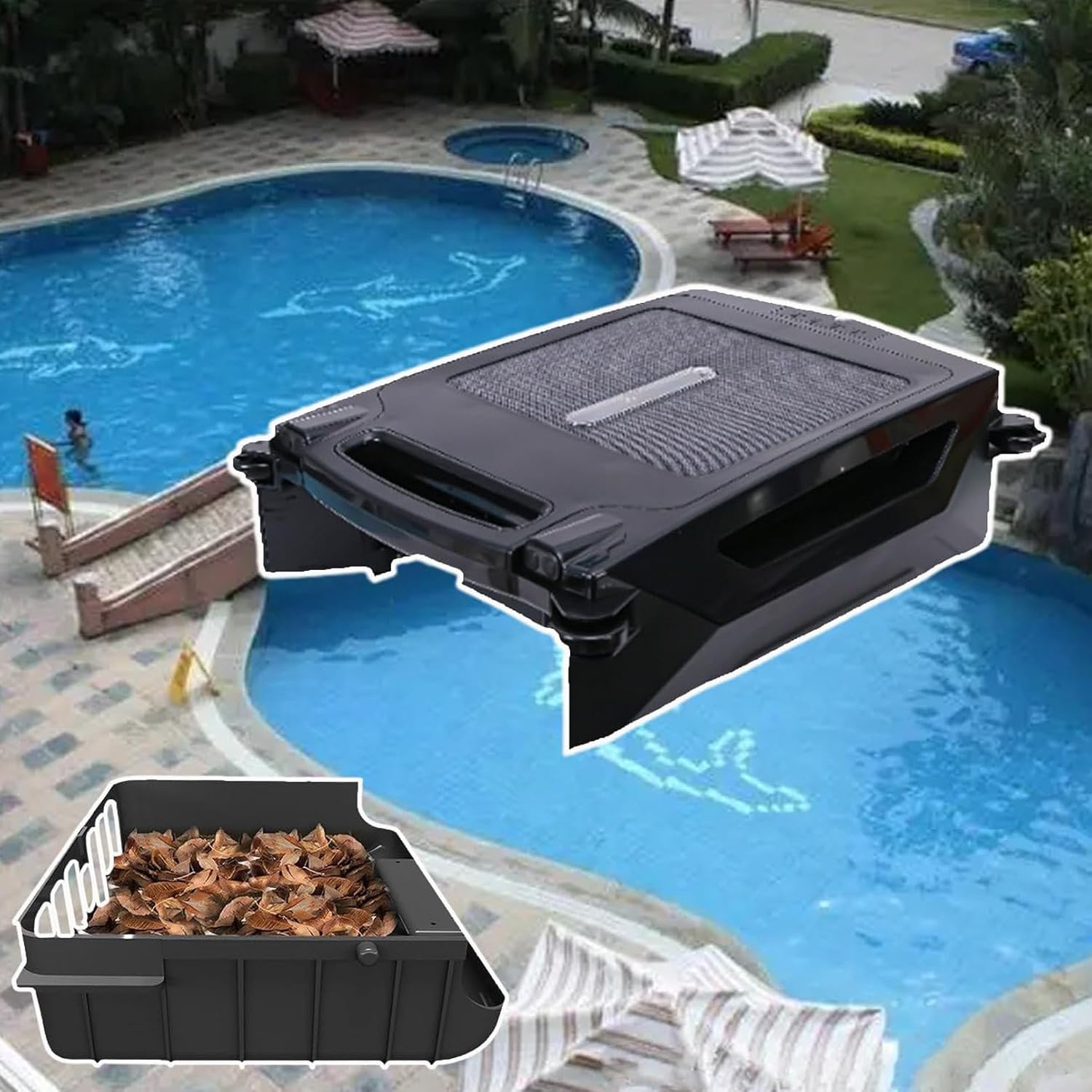 Solar Rechargeable Dual-Mode Pool Cleaning Robot, Cordless Robotic Pool Cleaner, Solar Automatic Robotic Pool Skimmer,Pool Vacuum for Above Ground Pool