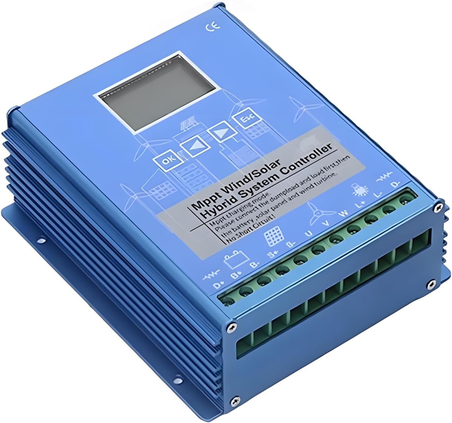 Wind Solar Hybrid Charge System,Wind Solar Hybrid System Mppt Charge Controller,Solars Panel Battery Intelligent Regulator with LCD Screen,for Homes,Boats,& Streetlights 4000W