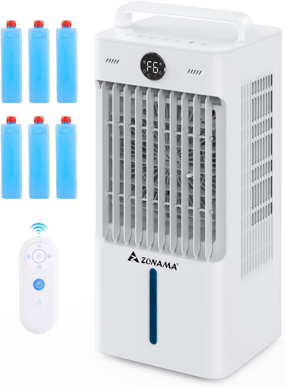 Windowless Portable Air Conditioners with Remote, 3-IN-1 Evaporative Air Cooler with Display, 2.64-Gal Tank for 10H Cooling, 3 Modes & 6 Speeds, 60° Oscillation, 12H Timer, Swamp Cooler for Indoors