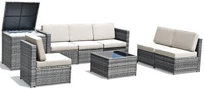 Compatible with 8PCS Wicker Rattan Furniture Set Patio Sofa Set w/Coffee Table Garden White Size : 24
