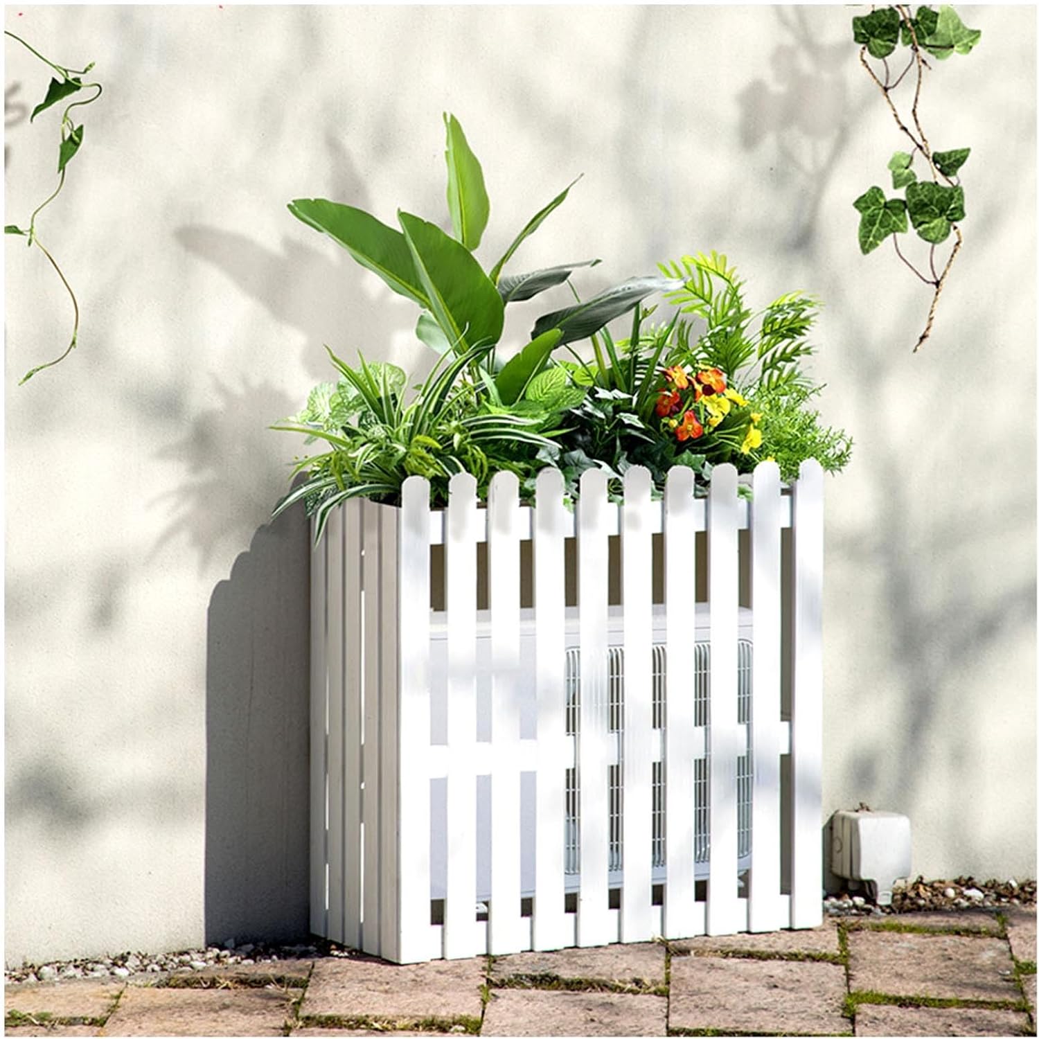 Outdoor Air Conditioner Cover for Outside Units Weatherproof Solid WoAir Conditioner Fence Screen for Outdoor Indoor Hide Privacy Orange Blue Grey White (Color : White, Size : 105x