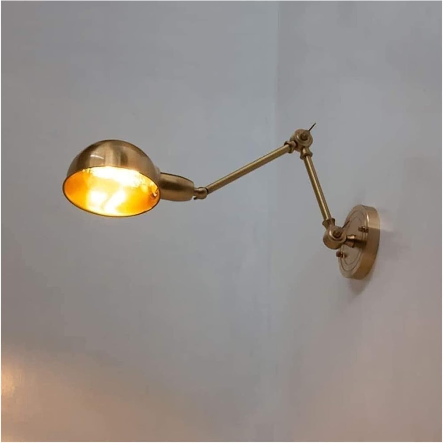 Adjustable 2 Swing Arm Sconce Retro E27 Brass Golden Bedroom Bedside Lamp Wall Mounted Reading Lights Living Room Study Restaurant Indoor Wall Lighting Fixtures