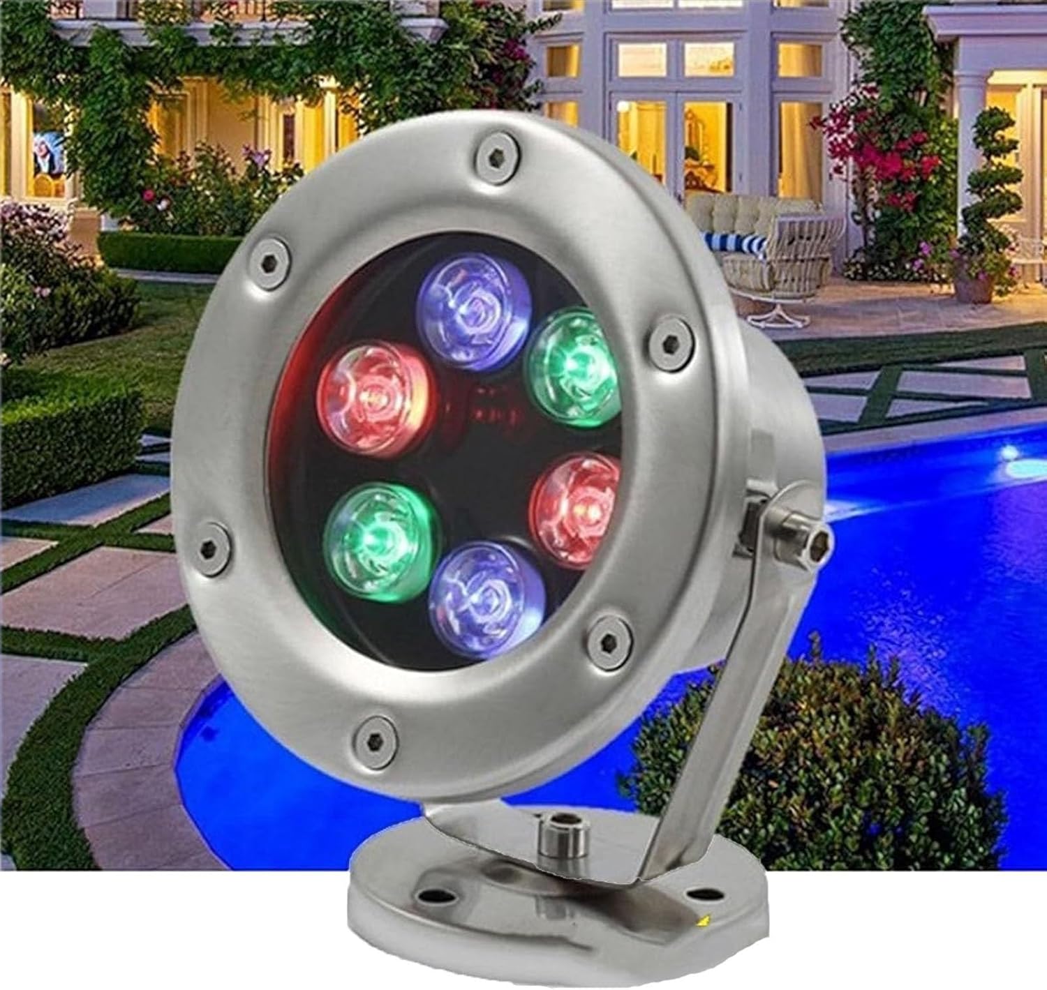 LED Underwater Pond Lights Beam Spotlight, 12V Submersible Pool Lamp, IP68 Waterproof Adjustable 180° Landscape Light, for Garden, Fountain, Courtyard(Warm White,24W)