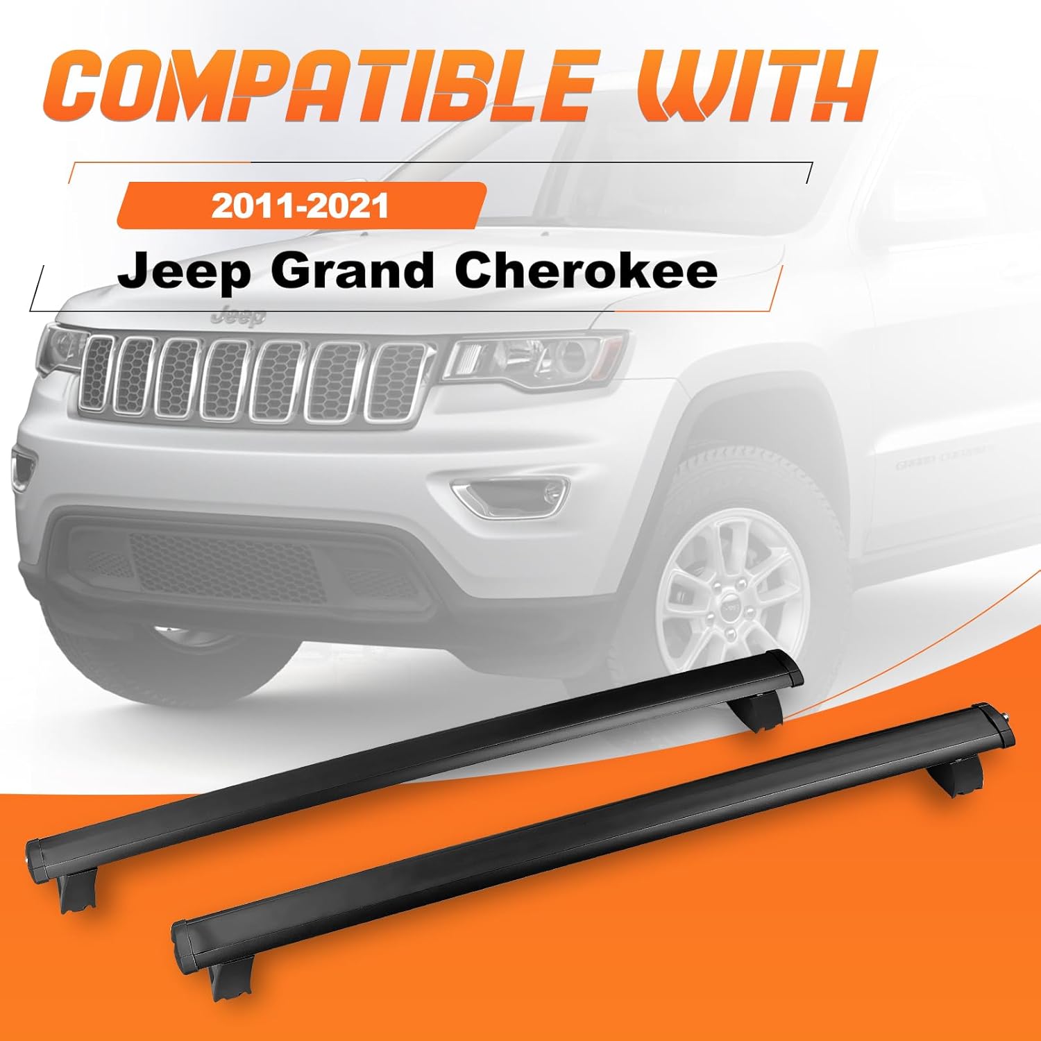 Roof Rack Cross Bars Luggage Carrier Fit for Jeep Grand Cherokee 2011-2021, Capable of Supporting Up to 200 lbs/90 kg, Ideal for Roof Bags, Roof Boxes, Bike Racks, and Various Other Accessories.