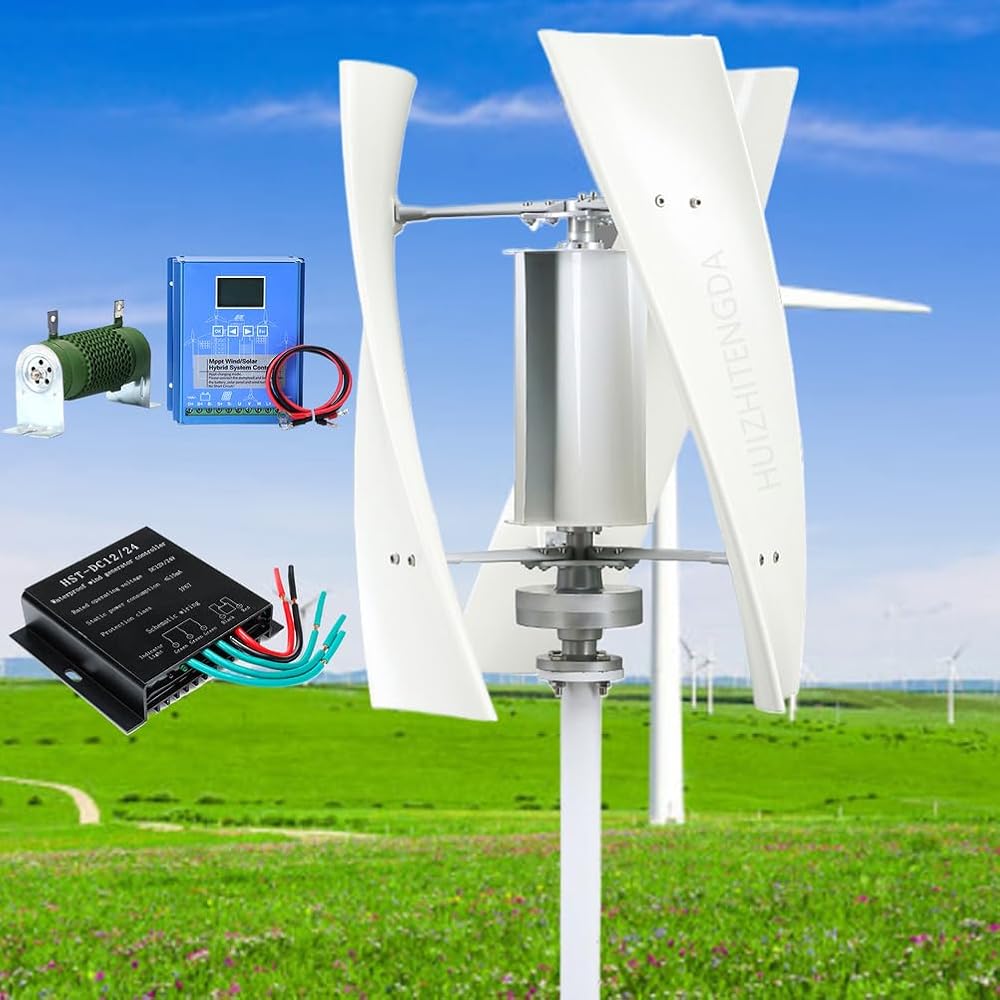 8000W No Noise Vertical Wind Turbine Generator, 12V 24V 48V 220V Electricity Portable Windmill Generator W/Controller for Home Street Lighting,48v