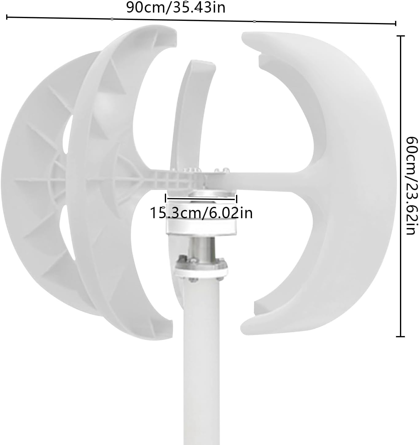 Wind Turbine Generator, 24V 600W Vertical Axis Wind Power with Controller and Flange, 5-Blade Vertical Axis Wind Turbine Generator for Marine, Home Use