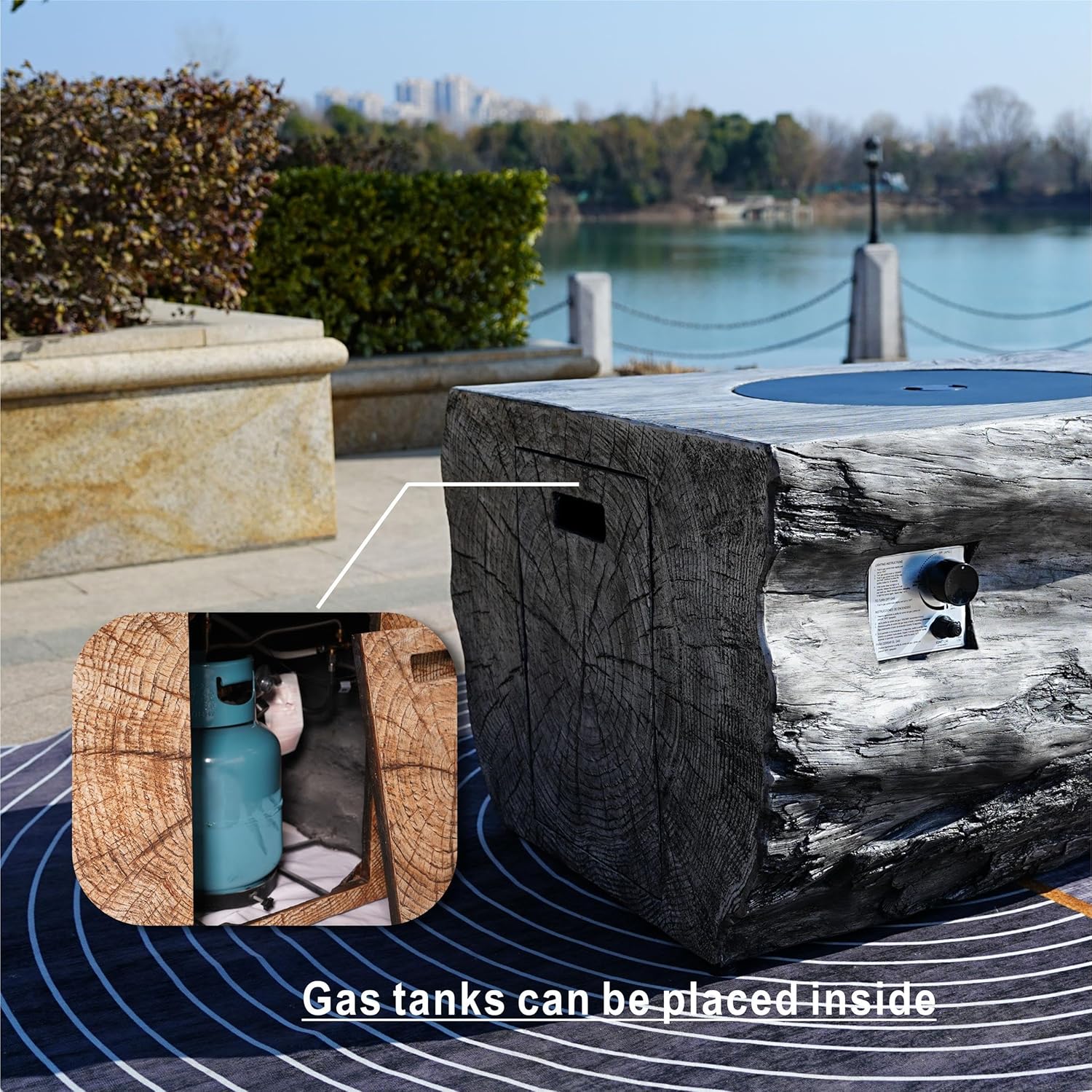 Direct Wicker Gray Aluminum 4-Person Outdoor Seating Group with Firepit and Cushions