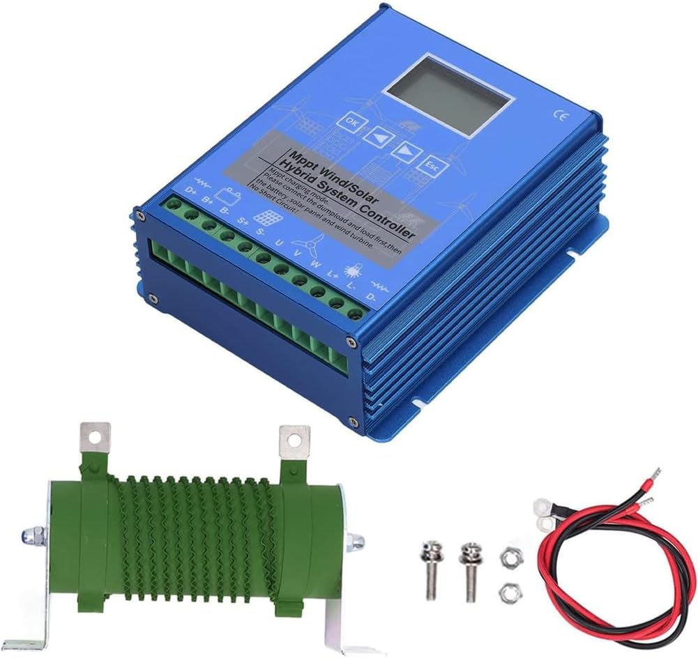 1400W Water Proof Wind Solar Hybrid Charge Controller with LCD Display 12V 24V 48V Off Grid Wind Solar Controller for Wind Turbine/Solar Panel