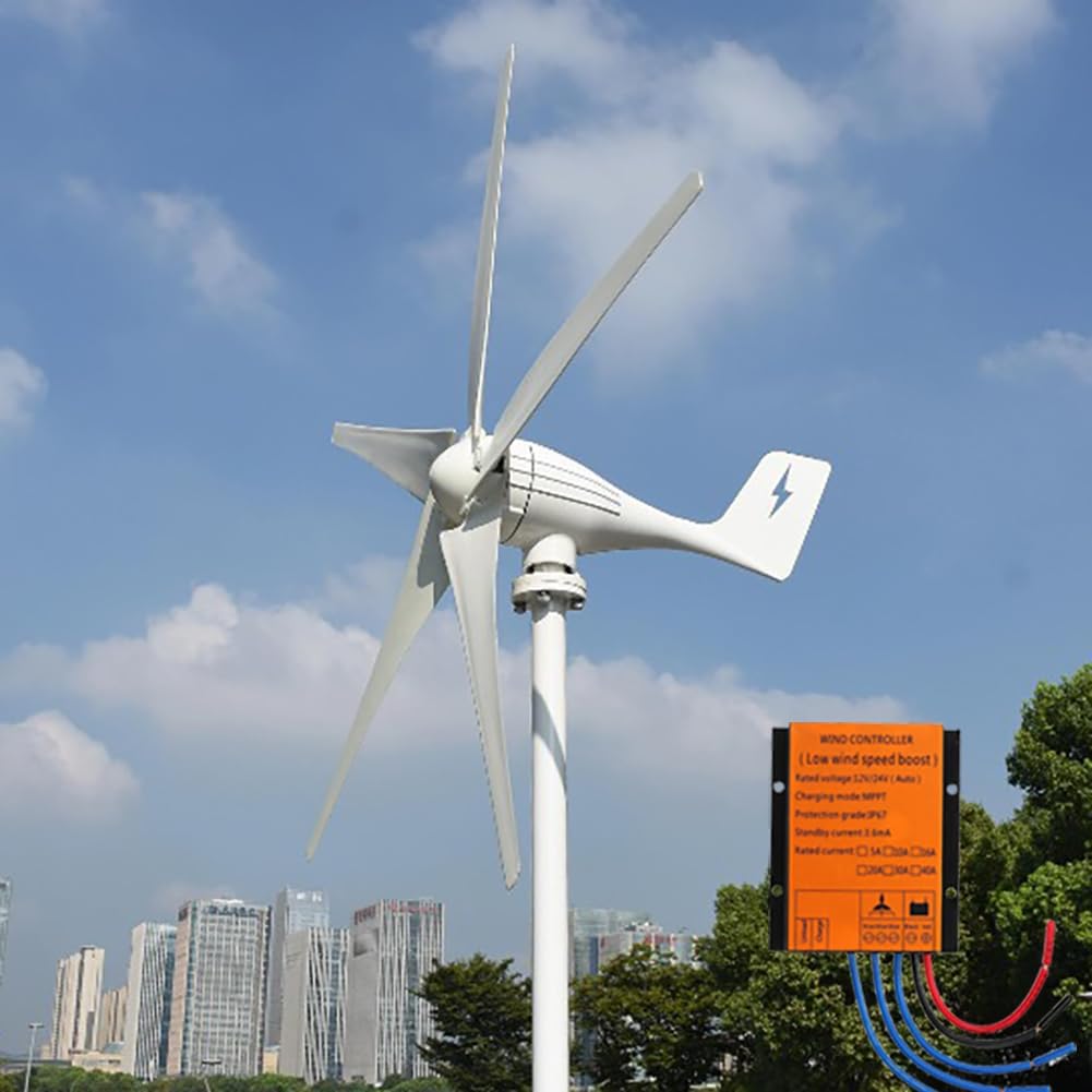 800W Wind Turbine 5 Blades 12V / 24V / 48V with MPPT Charge Controller for Home Boat Farm (24, Volts)