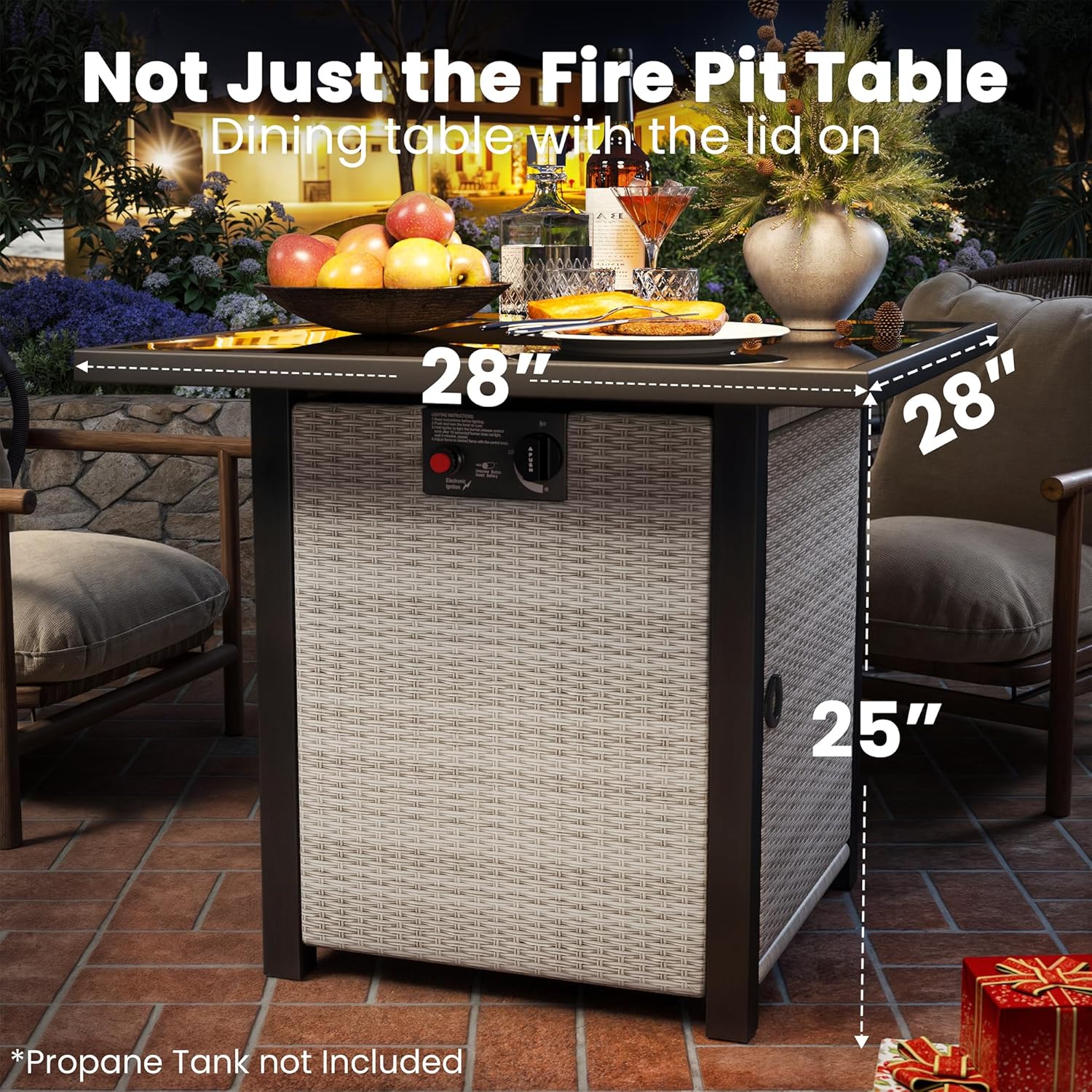 Propane Fire Pit Table, Outdoor Fire Pit Table, 28
