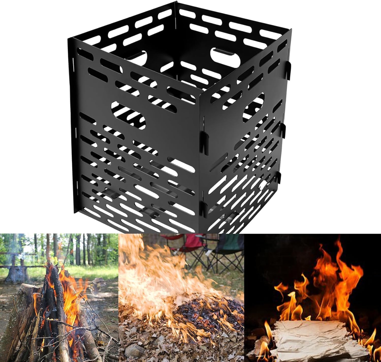Extra Thick Portable Fire Cage for Outdoor Yard Waste Leaf Weed Brush Burning Bucket Fire Pit (Slot Type)