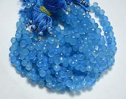 blue chalcedony beads, faceted onion beads, chalcedony onion, gemstone beads, 8mm approx 8 inches strand