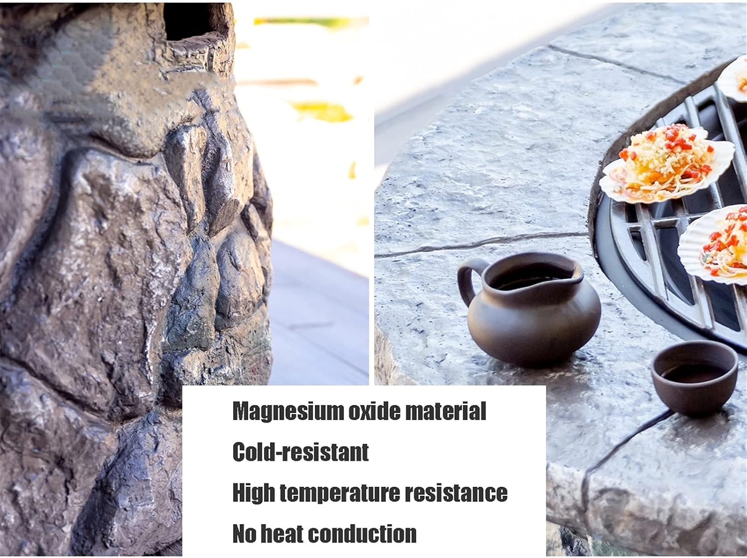 Outdoor Fire Pit Garden BBQ Wood Burning Fire Pit Bowl, 90cm Outdoor Imitation Stone Heater Fireplace, Used for Backyard Patio Picnic