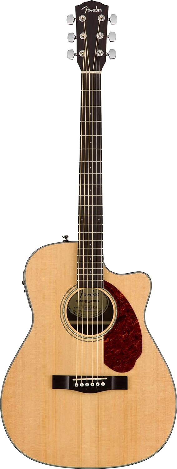 Fender CC-140SCE Concert Cutaway Acoustic Guitar, Natural, with Case