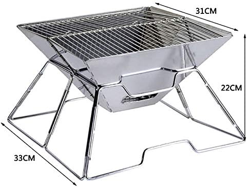 12 inch Folding Fire Pit BBQ Grill Steel Round Bowl, Log Grate, Poker for Patio Backyard Garden Camping Traveling Picnic Bonfire