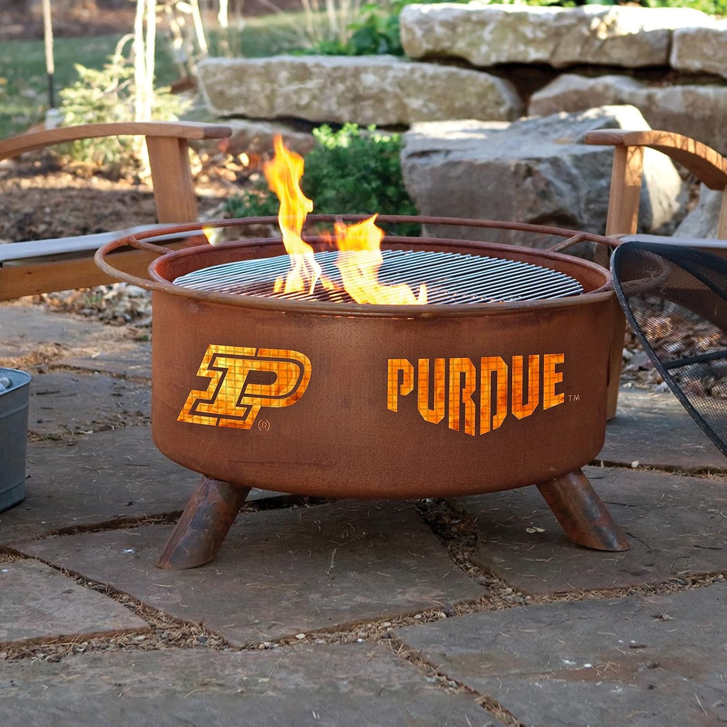 Patina Products F229 Purdue Steel Outdoor Fire Pit - 24 x 24 x 11 inch - Natural Rust Patina Finish