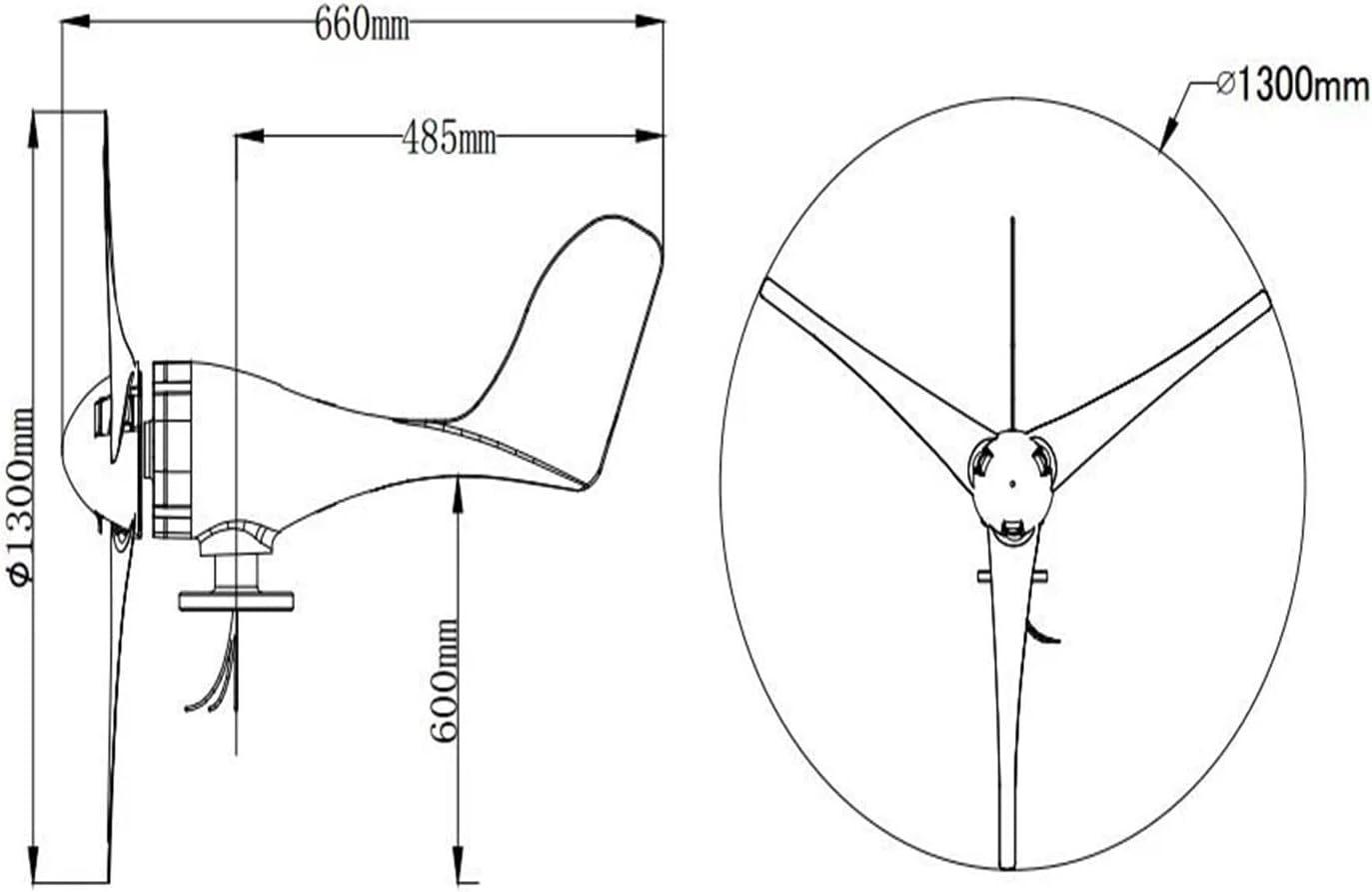 Wind Turbine Generator Kit, 12V Or 24V DC 3 Blades 400W Wind Turbine nerator for Hybrid Solar Wind System(24V)