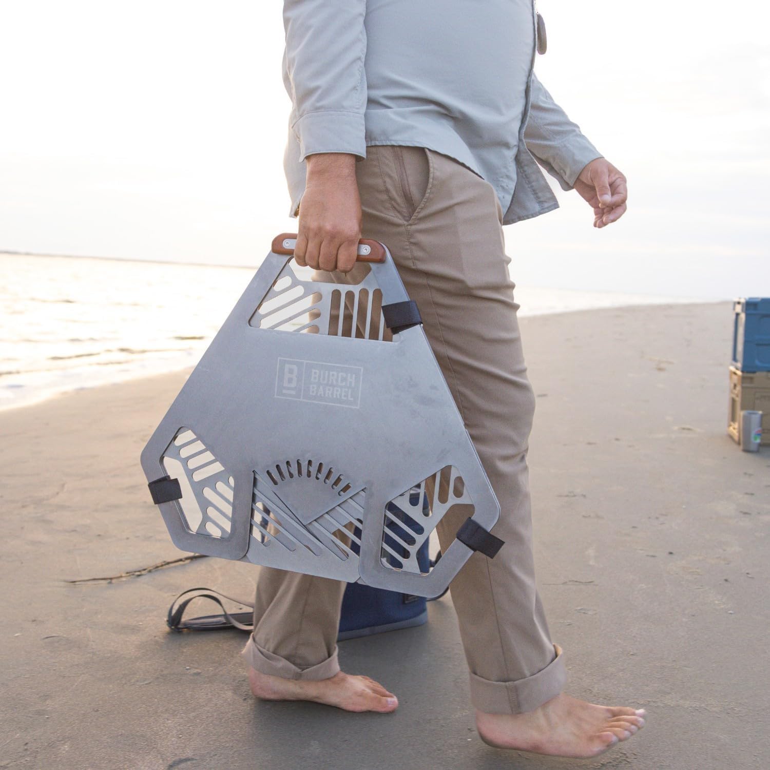 Burch Barrel Flat Packer Outdoor BBQ Charcoal Grill and Wood Firepit | Our Foldable, Portable and Compact Grill is Made from Stainless Steel | Lightweight and Easy to Assemble