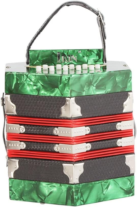 20 Buttons Accordion Concertina, with Carry Bag, Entry Level Keyboard Instrument, Fascinating & Softer Sound, for Adults Beginners Students (Color : Green)