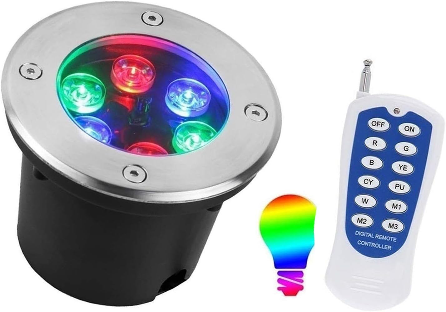 Underwater Pond Spotlight - with Remote Control, 12V IP68 Waterproof RGB Outdoor Lights, Landscape Lights, Underground Light LED, for Garden Pond Swimming Pool(24W)