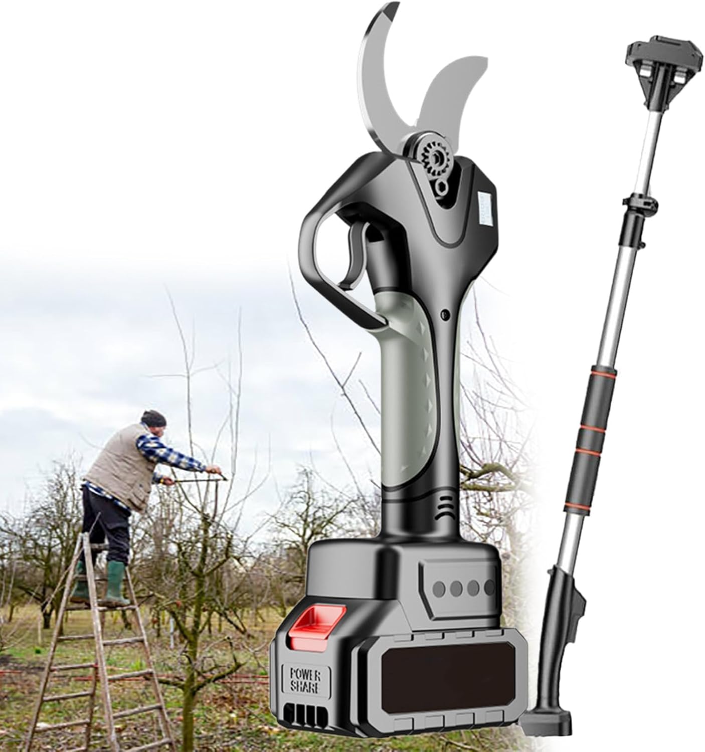 Electric Pruning Shears 3 inch Cutting Diameter, Battery Powered Cordless Pruning Shears, Electric Shears, for Tree Branch, Tree Pruner, 2 Battery