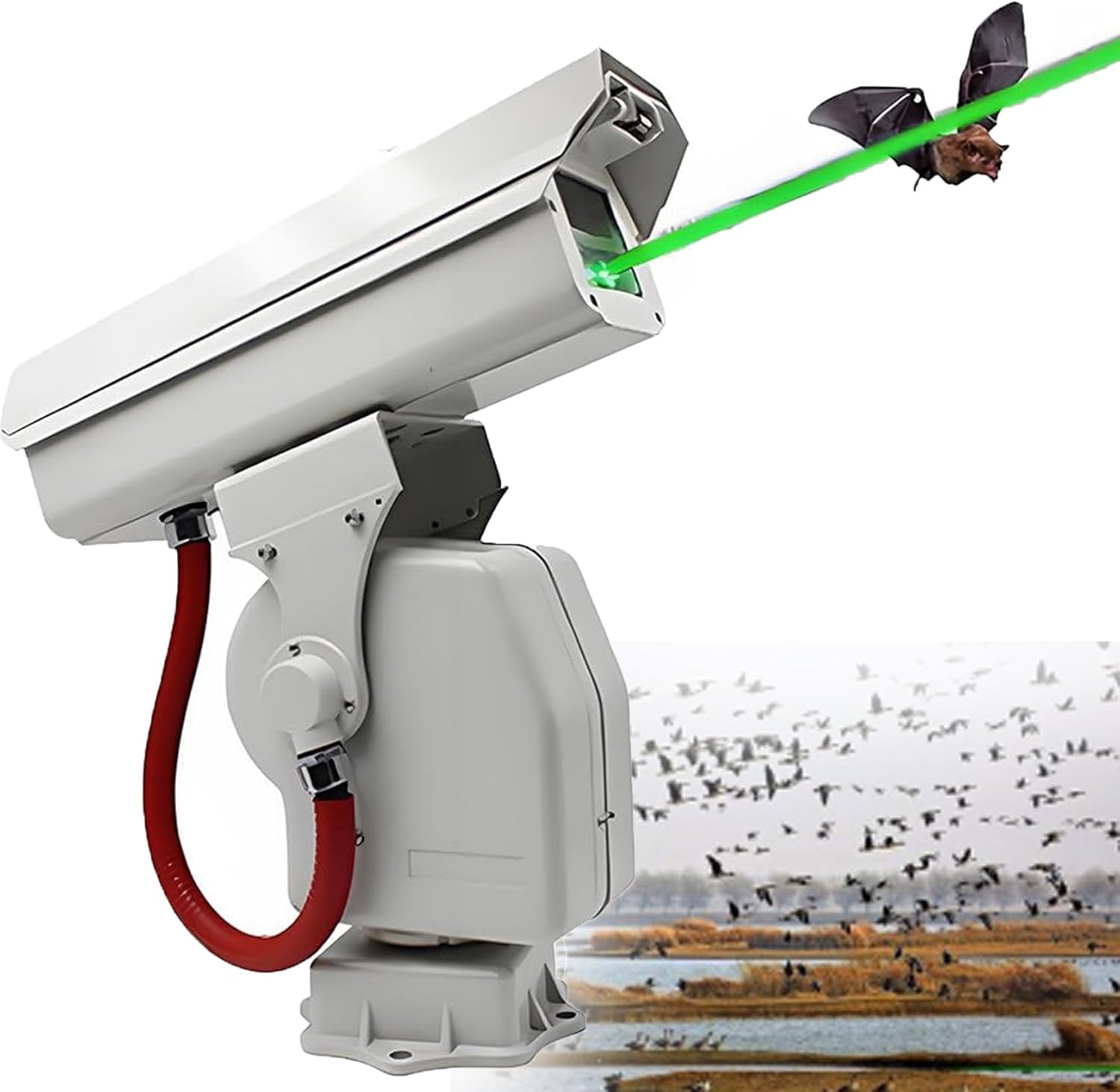 Professional Laser Bird Scarer For Industrial Use, Automatic Bird Repellent For Farms, 360° Rotating Gimbal, Automatic Bird Flock Tracking, Humane Bird/Pigeon Prevention, For Airports And Solar A