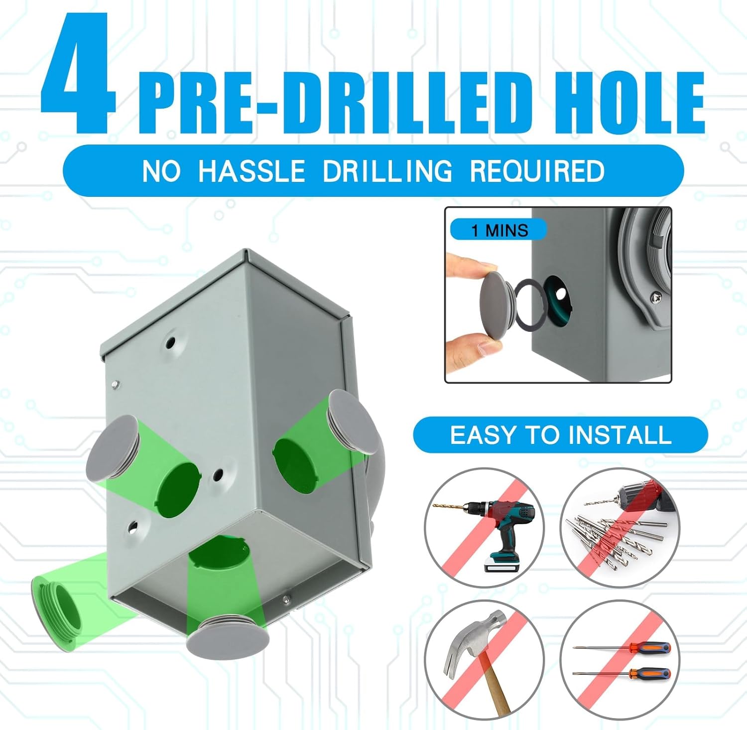 Xuhal 25 FT 30 Amp Generator RV Extension Cord and Pre-Drilled Power Inlet Box 3 Prong Compatible with NEMA TT-30P/L5-30R 125V/250V Cord with Generator Interlock Kit to House STW 10 Awg, Etl Listed