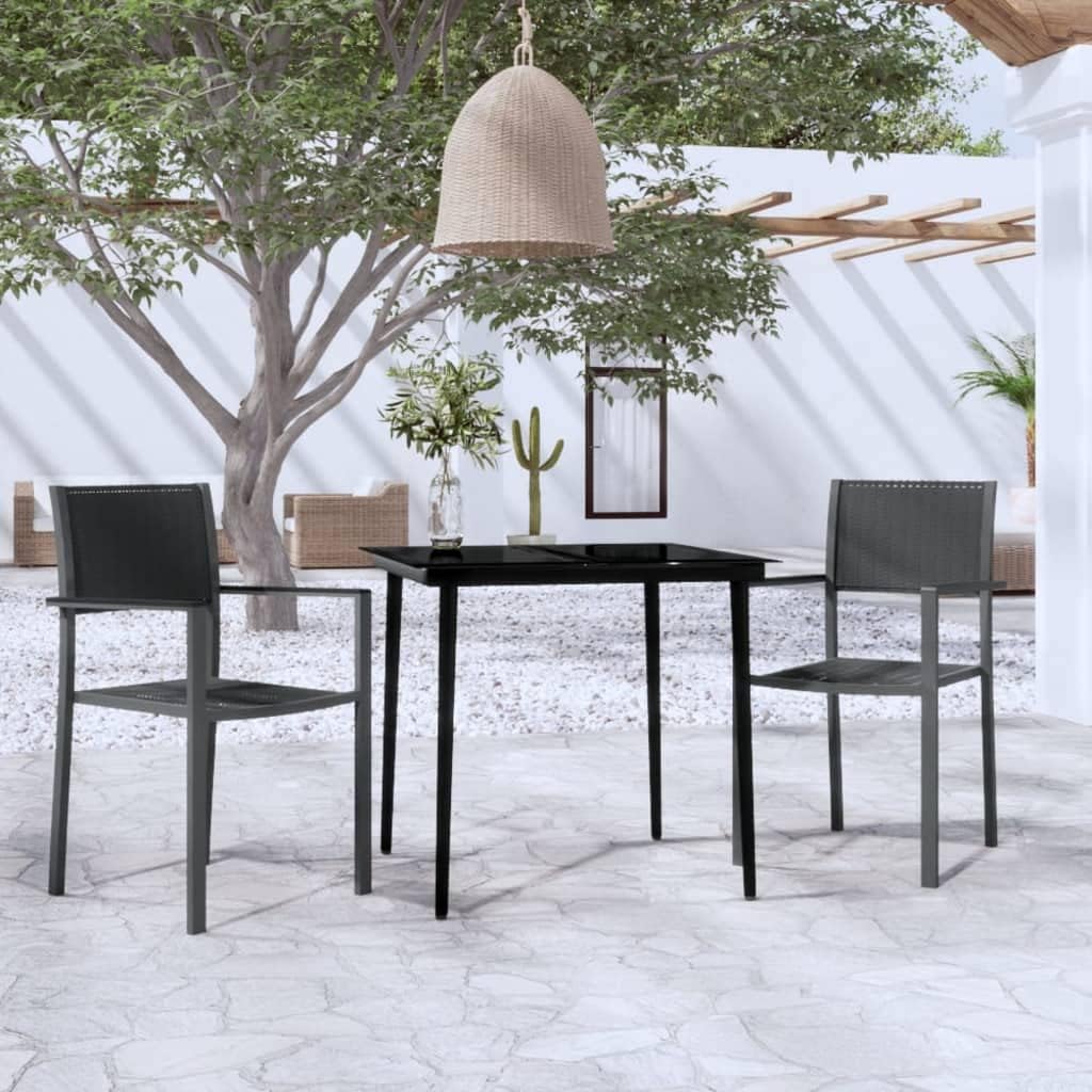 3 Piece Patio Dining Set Black,Elegant Patio Dining Set with Rattan Chairs for Outdoor Garden Balcony Use Furniture Sets for Patio, Lawn & Garden