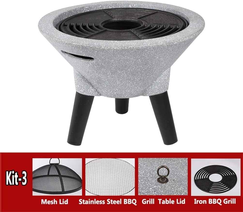 Outdoor Fire Pit Portable Garden Wood Burning Fire Pit,Outdoor Fire Bowl with Grill and Lid,Garden Barbecue Party Heater,39cm